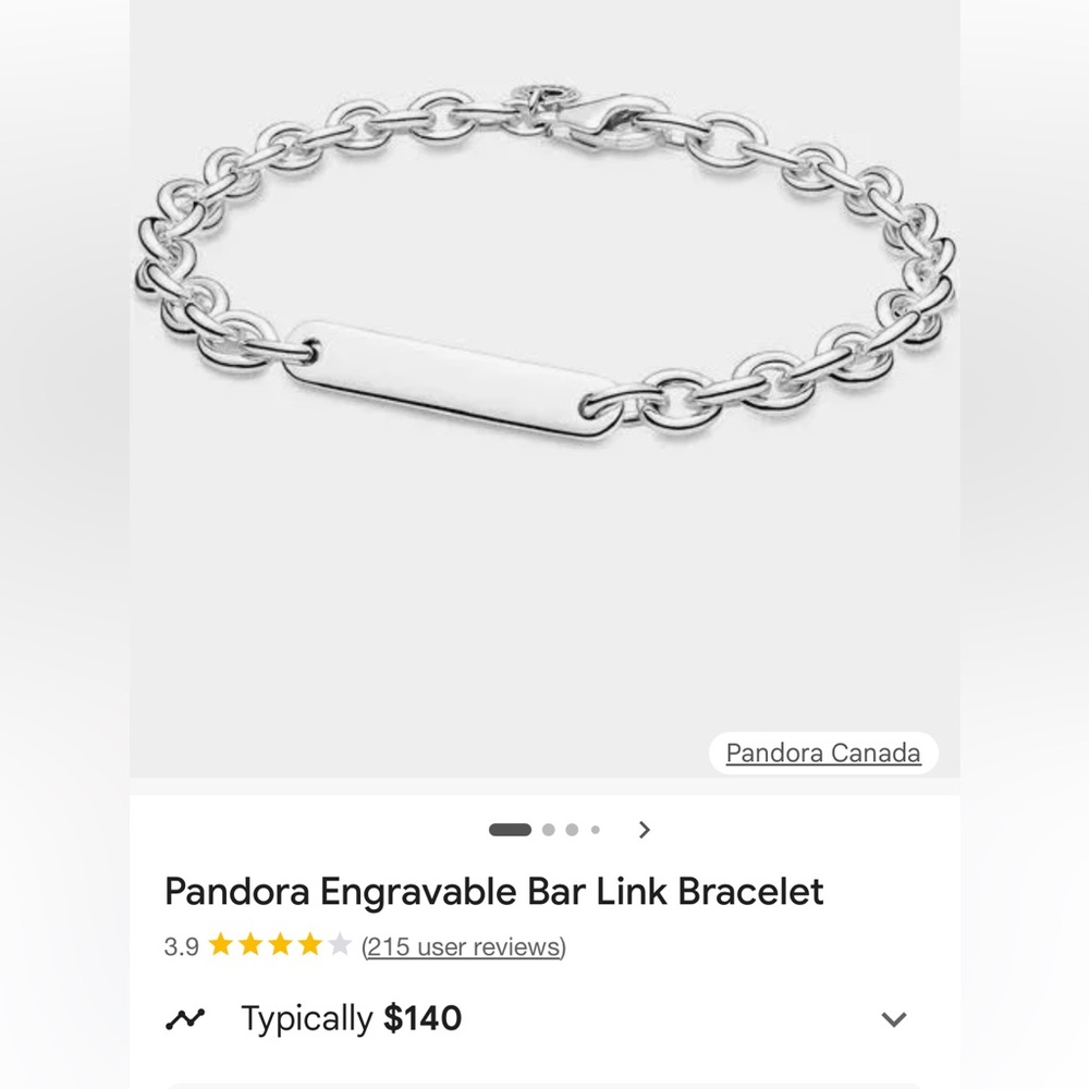 Pandora Silver Engravable Bracelet